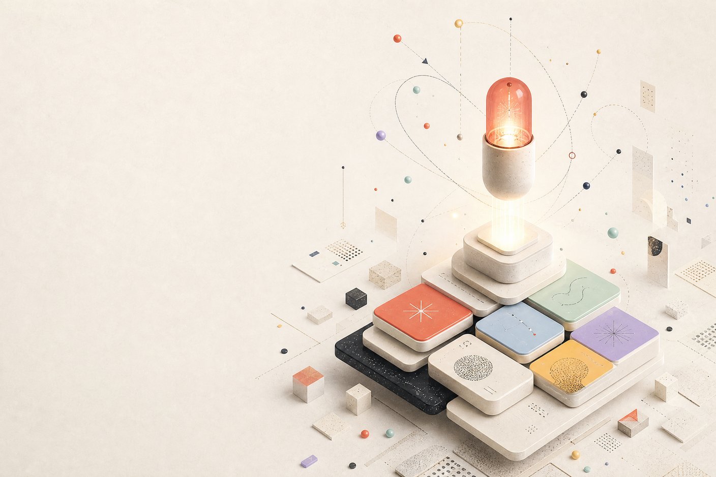 Spotlight illustration announcing newly indexed developer tools on Oryxen